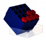 Штатив с крышкой для пробирок 50 мл, 16 гнёзд, синий