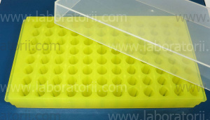 Штатив 2-сторонний с крышкой для микропробирок, 96 мест, ПП, жёлтый, изображение 2